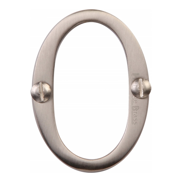 C1567 0-SN • 51mm • Satin Nickel • Heritage Brass Face Fixing Numeral 0